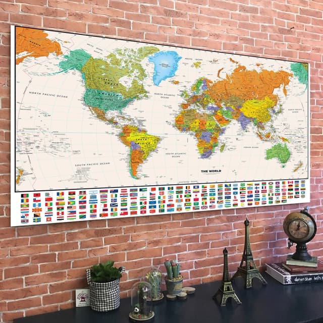 150x225cm The World Map for Education Non-woven Spray Map Decorative Hanging Picture Office & School Supplies Home Decoration