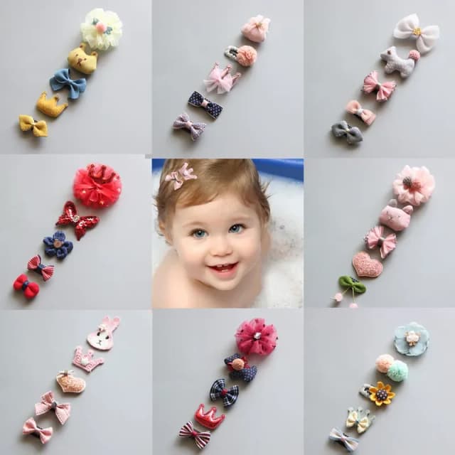 5 Cái/bộ Bé Tóc Bộ Bé Đầu Phụ Kiện Đeo Chéo Kid Tóc Họa Tiết Cô Gái Hoạt Hình Tóc Bé Barrettes Tóc phụ Kiện
