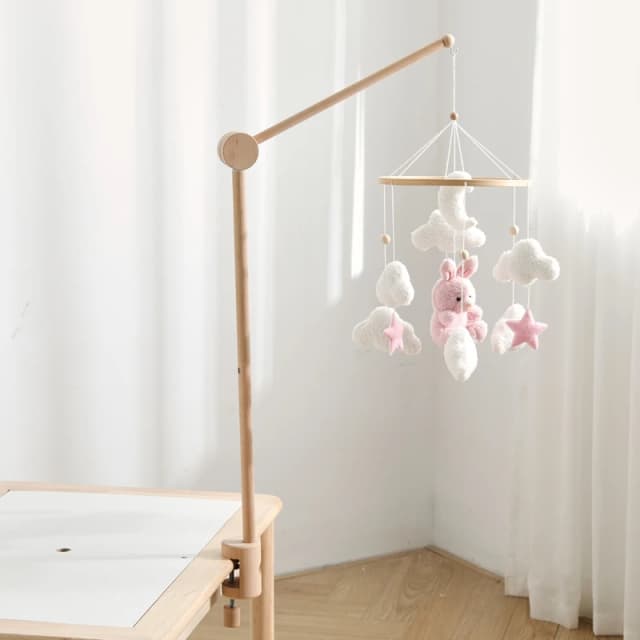New Baby Wooden Bedbell Bracket 0-12 Months Wooden Mobile Hanging Rattle Toy Holder Decorative Accessories Arm Bracket Baby Gift