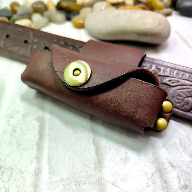 Horizontal Folding Knife Holster Belt Pack Jackknife Holder Cover Waist Bag Army Knife Sheath Genuine Leather customized MHF