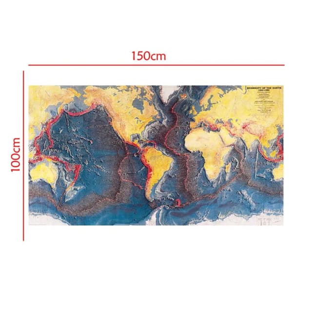 Seismicity Của Trái Đất Đại Dương Thế Giới Tầng Toàn Cảnh 1960-1980 Cho Nghiên Cứu Địa Chất Và 150x100cm