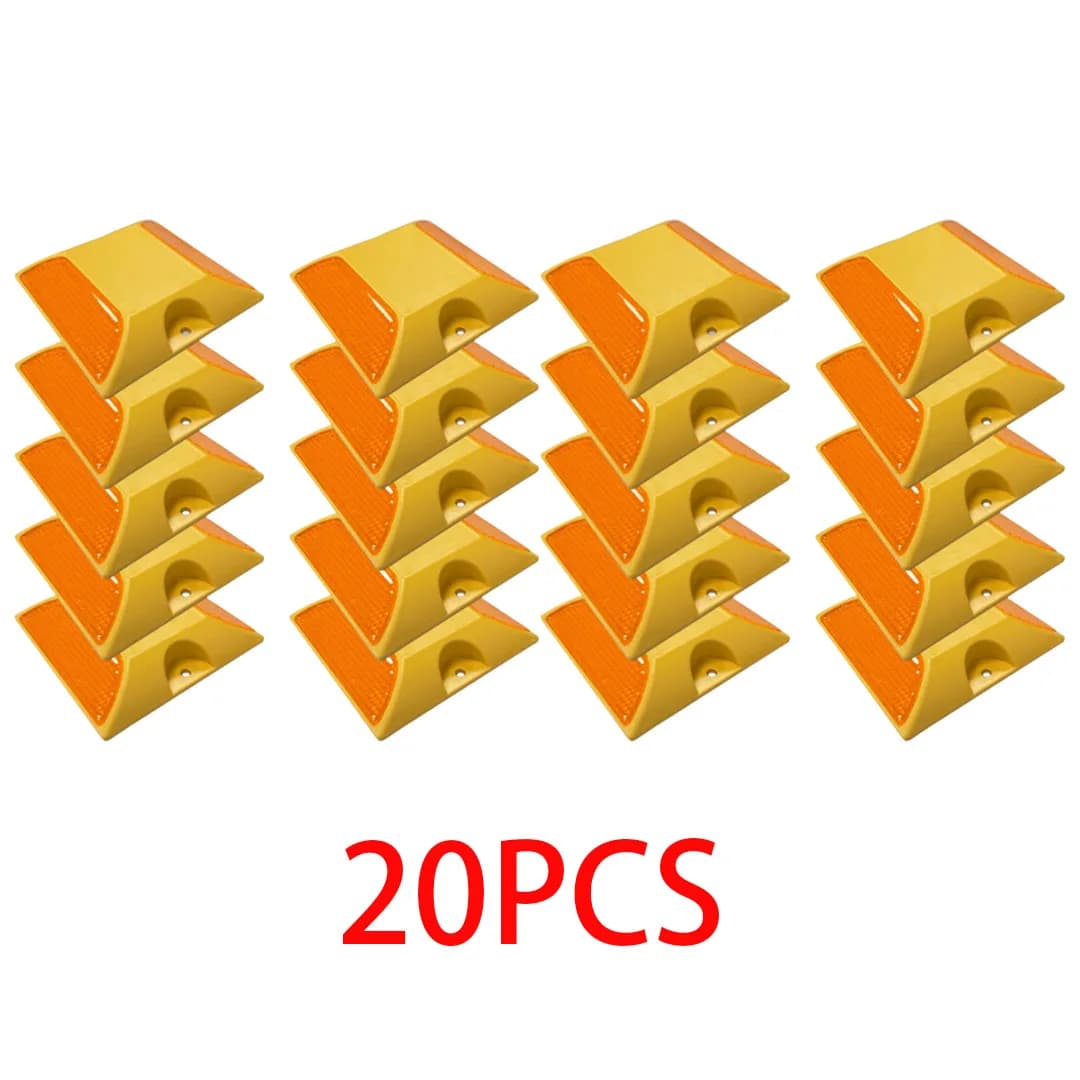 Road Reflective Light Safety Supplies 20pcs Studs Deceleration Plate Buffer Reflectors Yellow Reflector Roadway Security