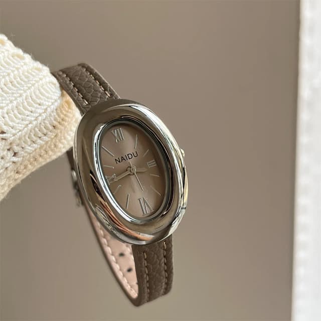 Vintage Oval Dial Women Watch Casual Leather Band Analog Quartz Watches Female Wristwatch Dropshipping Clock Reloj De Mujer
