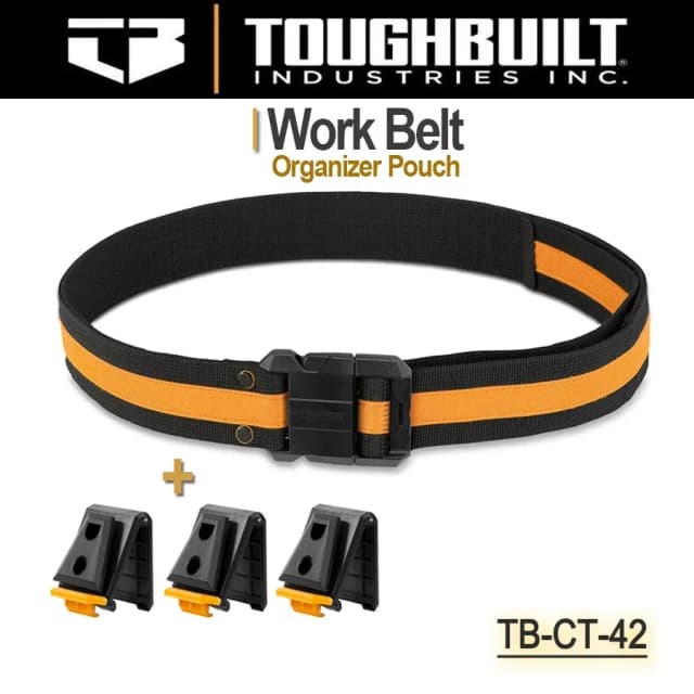 Cinturón de trabajo ToughBuilt TB-CT-42 para profesionales Hebilla de acero Hebilla resistente / Soporte trasero para riñonera Clip Tech Hubs