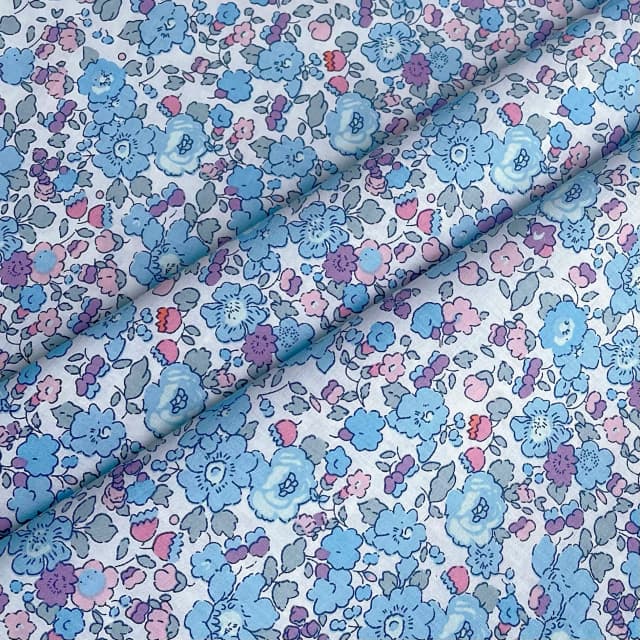 Betsy Blue 100% Cotton Poplin 60S Original Design Fabric Digital Printing for Sewing Cloth Dresses Skirt Kids Designer