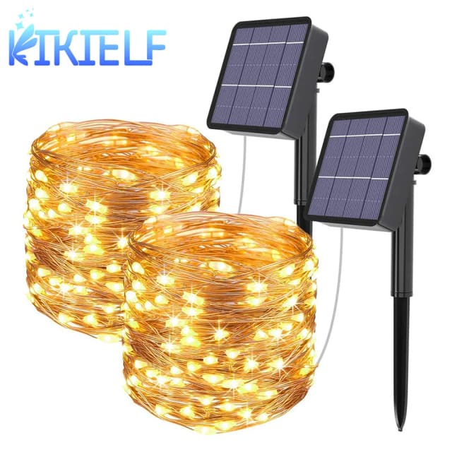 Đèn LED Tiên Dây Đèn Chống Nước Ngoài Trời Vòng Hoa Năng Lượng Mặt Trời Ngày Lễ Giáng Sinh Đèn Dành Cho Tiệc Sân Vườn Cây Trang Trí