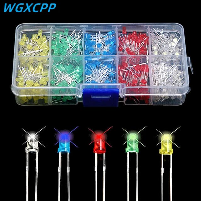 Bộ 100/500, 3Mm 5Mm, Điốt LED Các Loại Bộ Trắng Xanh Xanh Đỏ Vàng, đèn LED Đèn LED Phát Sáng Điện Tử Bộ Đèn Báo