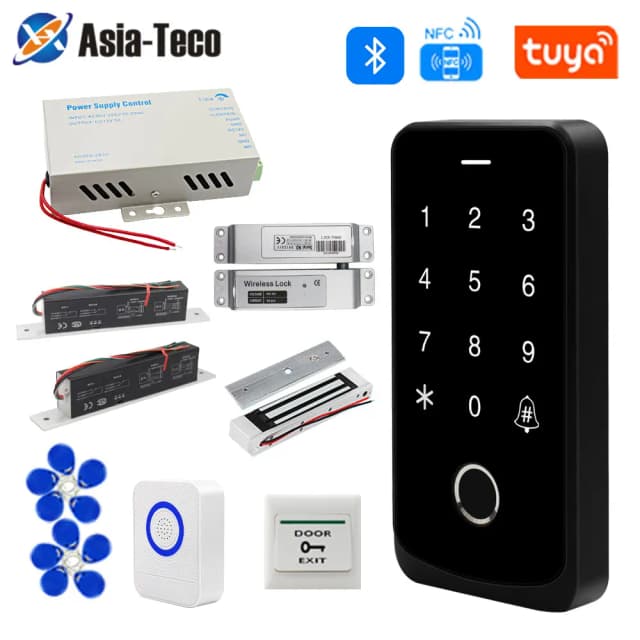 Garage Door Opener Motor Kit with Fingerprint Access Controller Bluetooth Tuya App NFC Lock Power Supply Control for Swing Gates