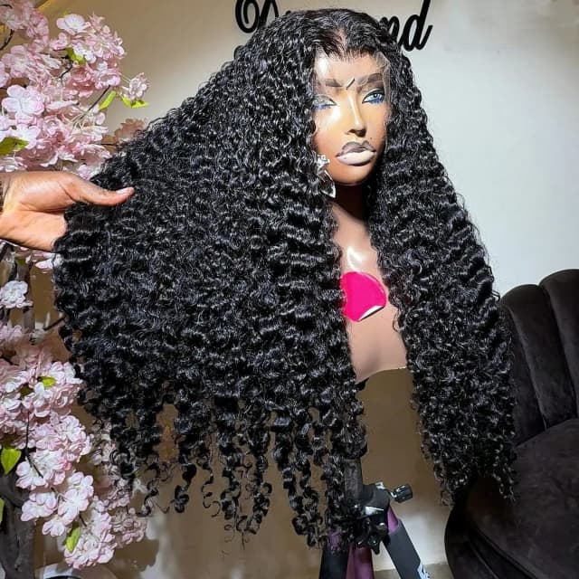 40 Inch 12A Burmese Curly Human Hair Wigs Brazilian Pixie Curls 250% Transparent Lace Frontal Wig For Women Burmese Curly Wig
