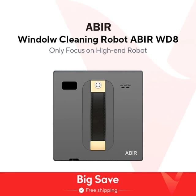 Robot Window cleaner ABIR WD8,Dual Water Spray,Smart Memory,High Vacuum Suction, Laser Sensor, Home Wall Glass Cleaning Robot