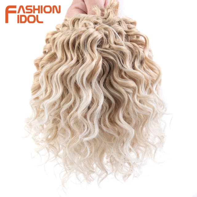 10 Inch Sâu Lượn Sóng Xoắn Móc Tóc Tổng Hợp Phi Tóc Xoăn Croptop Dây Bện Sợi Nhiệt Độ Cao Bện Làm Tóc