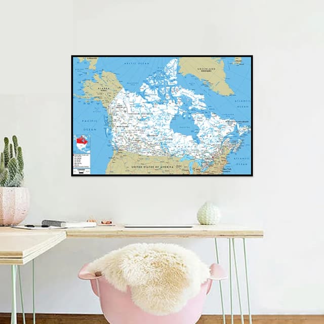 Geography Education Tools English Language-Canadian Map-Road Map Wall Art Poster Unframed Home Decor Wall Tapestry