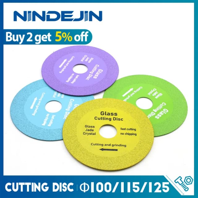 NINDEJIN 1 Kính Đĩa Cắt 100Mm 115Mm 125Mm Kính Kim Cương Lưỡi Cắt Gạch Men Đá Hoa Cương Đánh Bóng mài Lưỡi Cưa