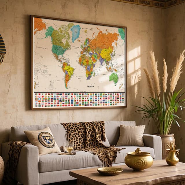 Fabric World Map Non-woven Spray Map Hanging Picture Wall Backgrounds Decor for Education Office Home School Supplies 150x225cm
