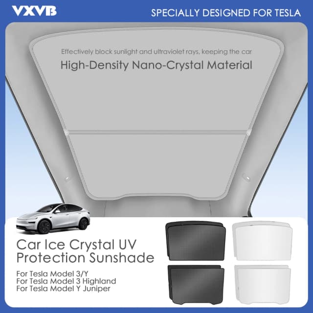 For Tesla Model 3/Y Model 3 Highland Model Y Juniper 2025 Ice Cloth Buckle Glass Roof Sunshade Car Front Rear Sunroof Skylight
