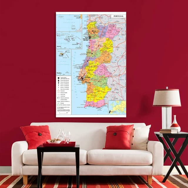Retro Transportation Map of The Portugal 150*225cm in French Vinyl  Canvas Painting Wall Poster School Supplies Home Decor