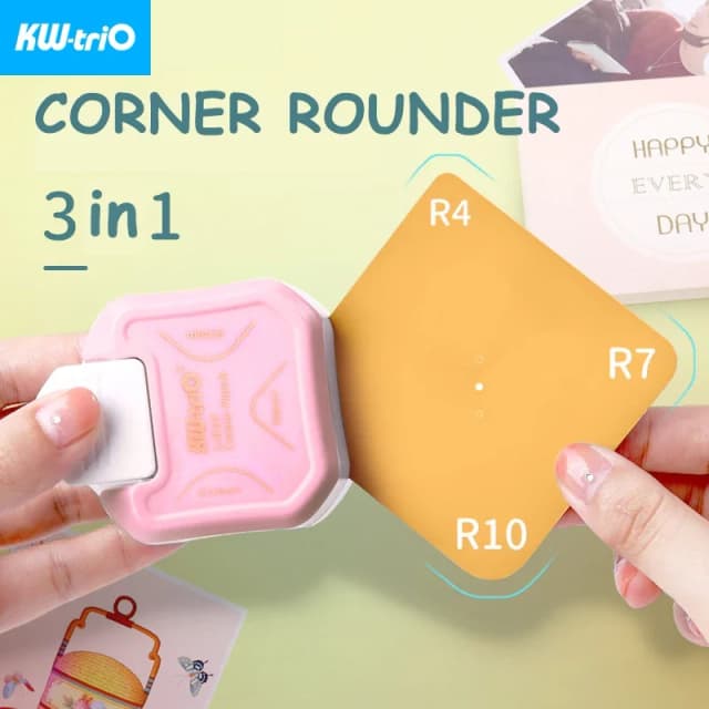 3 Trong 1 Góc Tròn Hơn Biên Giới Đấm Cho Thêu Sò Diy Mini Cắt Góc R4/R7/R10mm vòng Tròn Tông Đơ Cắt Bấm Vật Dụng Văn Phòng