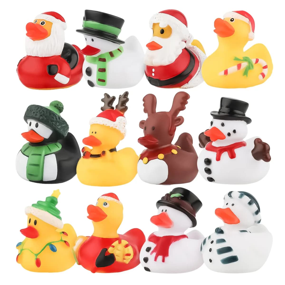 Jijie Christmas Rubber Ducks, Bath Rubber Ducky Toys Cute Holiday Rubber Ducks  Party Supplies Gifts