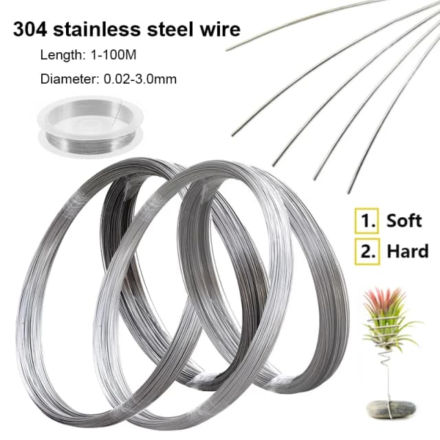 1-100m 304 stainless steel soft/hard steel wire diameter 0.02-3mm single strand lashing soft/hard iron wire rust prevention