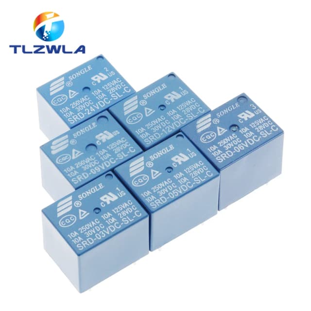Bộ 5 Rơ Le SRD-05VDC-SL-C SRD-12VDC-SL-C SRD-24VDC-SL-C 05V 12V 24V 10A 250VAC 5PIN T73