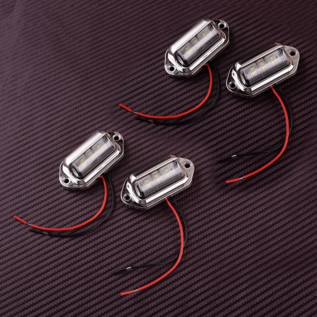 4 Đèn LED Chống Nước Sàn Tàu Lịch Sự Đuôi Tàu Frông Số Giấy Phép Bảng Đèn Cho Xe Hơi Mềm Thuyền Kéo Xe Máy Xe Tải 12V-24V