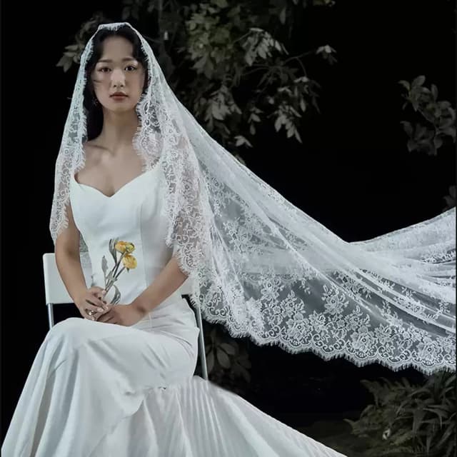 One Layer Lace Wedding Veil 1T Bride Veils Bridal Veils Customized