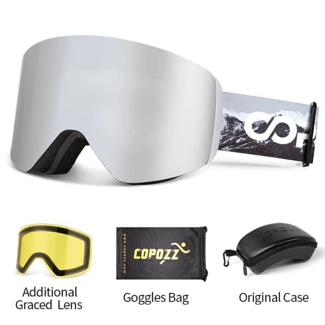 COPOZZ OTG Trượt Tuyết Kính Gạt Mưa Mặt Nạ Dành Cho Nam Nữ Màu Vàng, Ống Kính Kính Mắt Bộ Hình Trụ UV400 Bảo Vệ Tuyết Kính Người Lớn