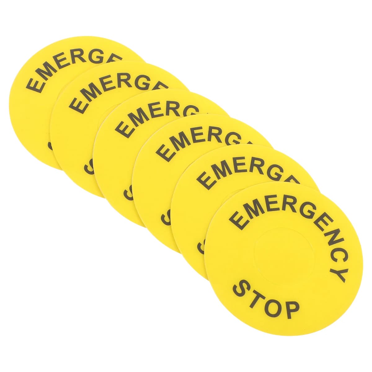 6pcs Emergency Stop Button Label PVC Caution Sign Sticker Warning Safety Electrical Decal Traffic Security Marker