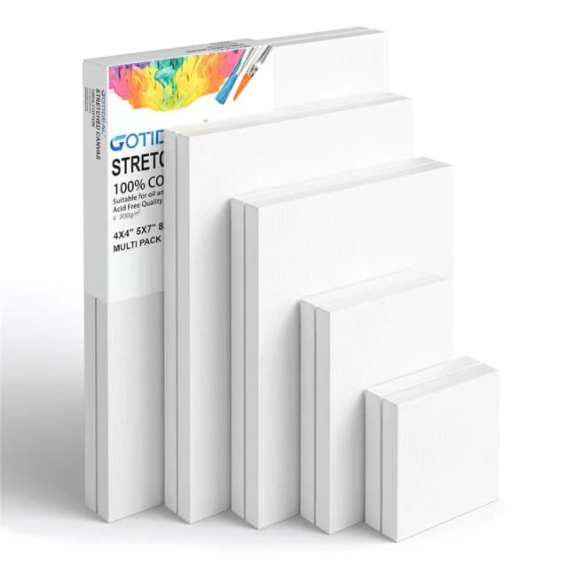 Bộ 4 Gói Trắng Trống Vuông Nghệ Sĩ Vải Bảng Gỗ Khung Cotton Nghệ Sĩ Vải Ban Cho Sơn Dầu Acrylic Màu Nước