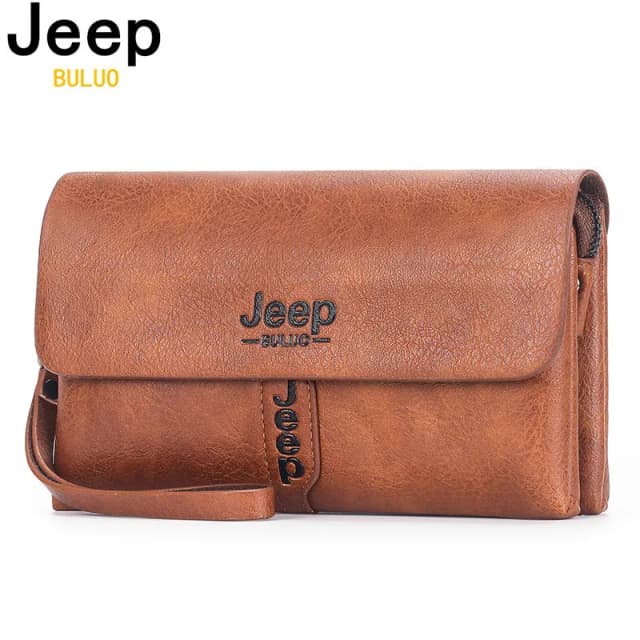 JEEP BULUO Nam Ví Clutch Da PU Ví Đựng Tiền Xu Dài Công Sở Thời Trang Nam Phong Cách Túi Xách Thẻ Túi Mềm Mại khóa Túi