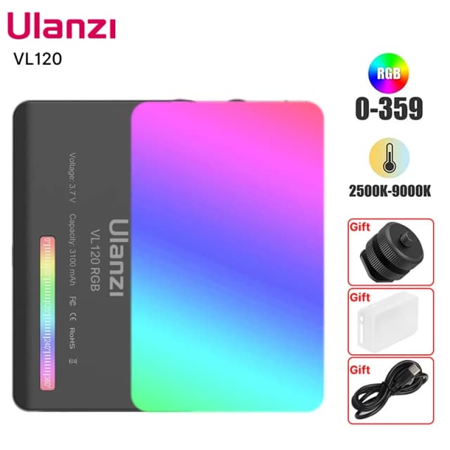 VIJIM Ulanzi VL120 Full Video RGB Ánh Sáng 2500K-9000K Đèn LED Chụp Ảnh Chiếu Sáng Mờ Camera Ánh Sáng Trực Tiếp vlog Lấp Đầy Ánh Sáng