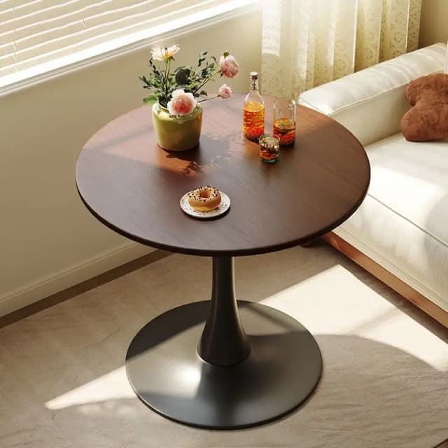Tulip White Small Round Table Internet Celebrity Reception Negotiation  Balcony  Bedroom  Home  Milk Tea Shop Walnut  Dining